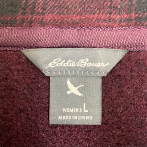 Eddie Bauer Full Zip Fleece Lined Sweater Large - Picture 3 of 6